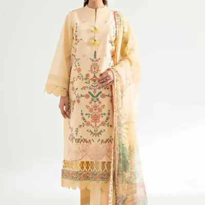 3 Piece - Digital Printed Embroidered Suit