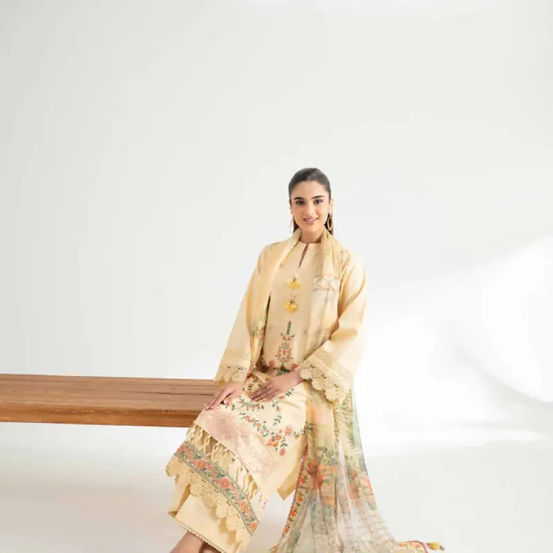 3 Piece - Digital Printed Embroidered Suit