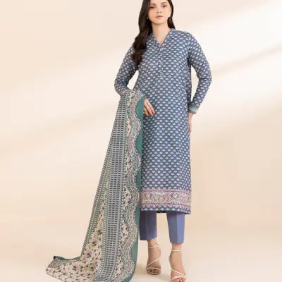 3 Piece - Embroidered Light Khaddar Suit