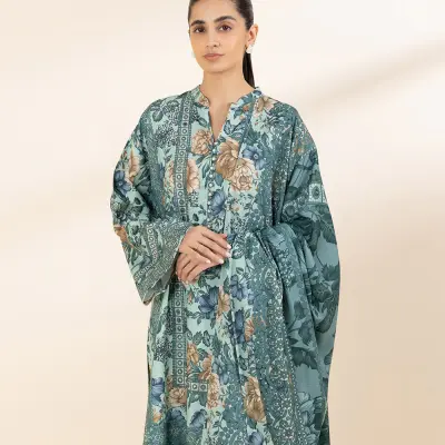 3 Piece - Printed Linen Suit