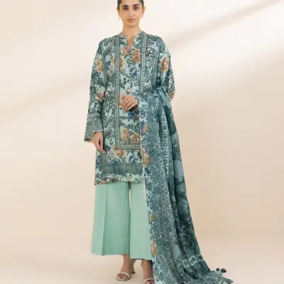 3 Piece - Printed Linen Suit