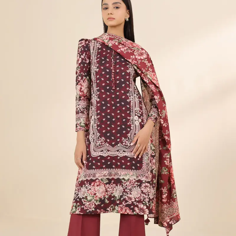 3 Piece - Printed Linen Suit