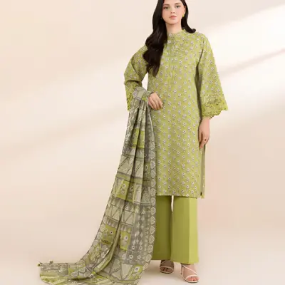 3 PIECE EMBROIDERED CAMBRIC SUIT