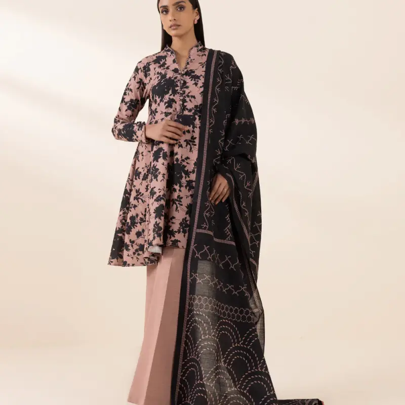 3 Piece - Printed Khaddar Suit