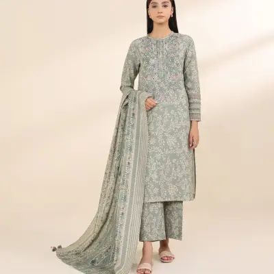 3 Piece - Embroidered Khaddar Suit