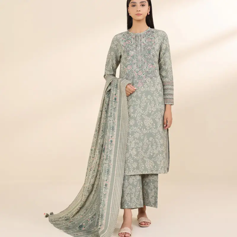 3 Piece - Embroidered Khaddar Suit