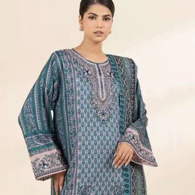 3Pc Embroidered Linen Suit
